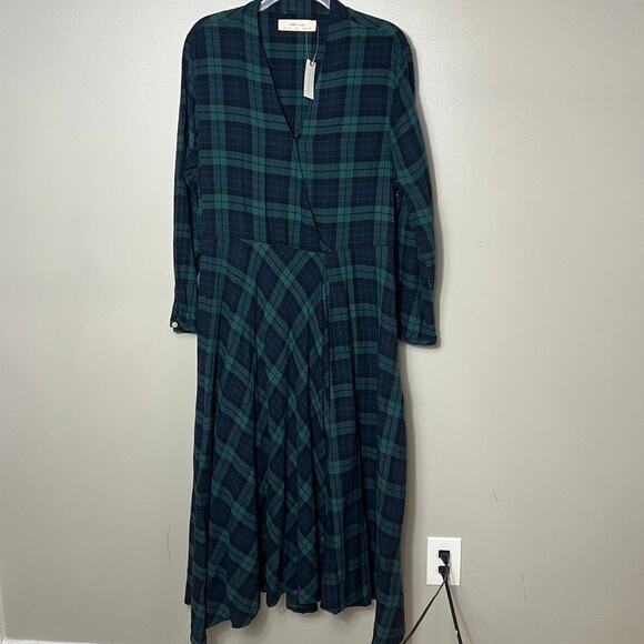 NWT Anthropologie Sylvan Plaid Shirtdress Tartan Green Blue Holiday Women XL - Picture 3 of 10